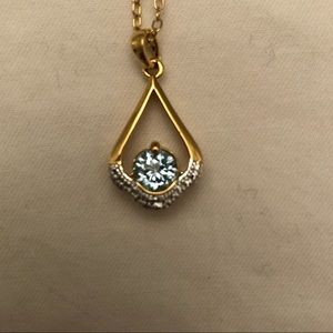JTV Sky Blue Topaz and CZ Necklace